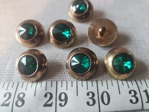 SET 5 BOTTONI VINTAGE STRASS VERDI ORO TUZ3685 - Foto 1 di 2