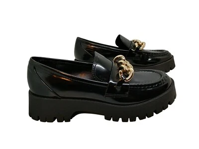 Zapatos Guess Hillford Gruesos Plataforma Mujer 8.5M Negro Oro Cadena Y2K Academia Foto 1 de 4