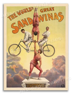 The Wonder of Female Strength! The Great Sandwinas Vintage Circus Poster - 24x32 - Bild 1 von 3