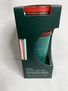 NUEVO Starbucks 2019 Navidad Vacaciones Navidad Reutilizable Tapas Frías Tapas Pajitas 24 OZ Paquete de 5 - Imagen 1 de 4