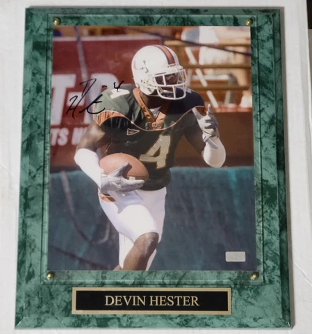 Devin Hester Miami Hurricanes Signed 8x10 Plaque Palm Beach Autographs COA Cover