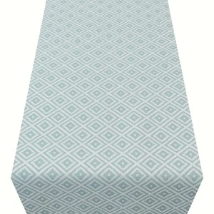 Corredor de mesa con estampado geométrico estilo Scandi Ikat. Huevo de pato mineral azul. Dos tamaños - Imagen 1 de 1