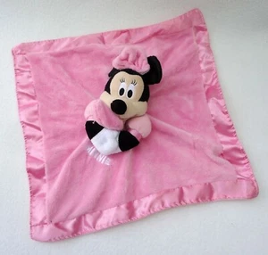 Disney Baby Minnie Mouse Pink Satin Edge Girl Security Blanket Lovey Rattle 13" - Picture 1 of 3