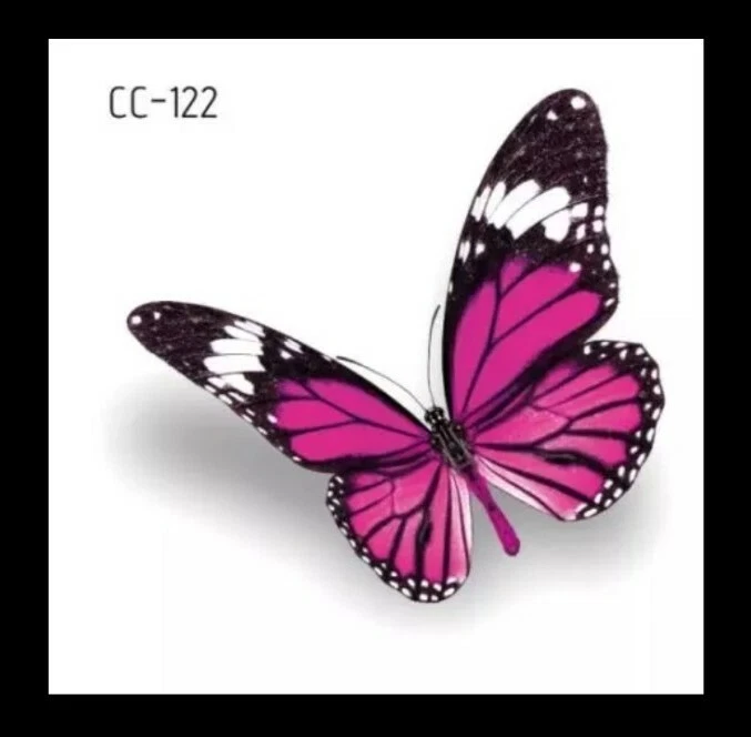 ROSIE'S TATTOO BOUTIQUE 3D PINK BUTTERFLY Temporary Tattoo 🇬🇧 Kids Adult Body Art 6x6 cms Transfers 🦋