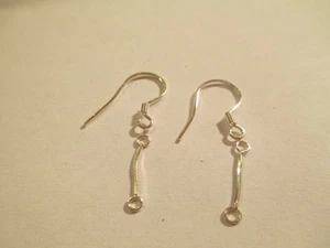 6 Pair Sterling Silver Ear wires with 1/2" Chain Drop 925 S151 - Picture 1 of 2