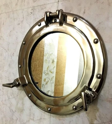 11.5" Mirror Porthole Window Aluminium Porthole Wall Hanging Nautical Home Decor - Image 1 of 4
