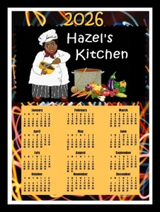 2026 PERSONALIZED CALENDAR MAGNET YOUR NAME CHOICE African American Female Chef - Picture 1 of 2