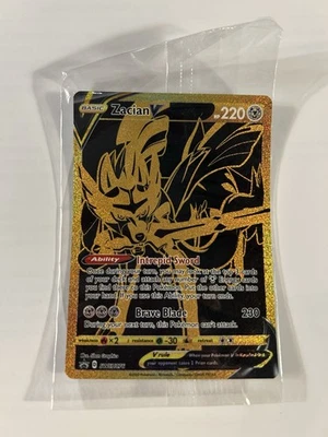 Zacian V Black & Gold Pokemon Card Sword Shield SWSH076 SEALED Black Star Promo - Image 1 of 2