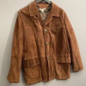 VTG Suede Leather Women’s 8 Barn Chore Jacket Cognac Brown ITALY Casual Corner - Picture 1 of 16