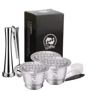 Reusable Coffee Capsule Stianless Refillable Spoon Clips Tamper For Nespresso - Picture 1 of 24