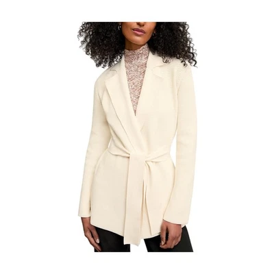 Cárdigan envolvente de viscosa crema M.M.Lafleur 'Merritt' - punto de canasta talla XS Foto 1 de 4