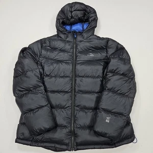 LL Bean Jacket Womens XL Black 850 Down Pertex Quantum Lightweight Puffer Hood - Picture 1 of 10