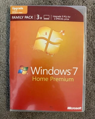 Paquete familiar de DVD de 32 y 64 bits Microsoft Windows 7 Home Premium ACTUALIZACIÓN para 3 PC Foto 1 de 2