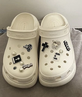 Crocs Mega Crush Size W 10 Clog Triple White Platform Classic Sandals Unisex - Image 1 of 4