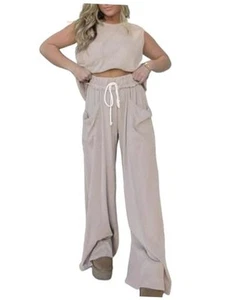 Women Summer 2 Piece Outfits Lounge Set 2025 Casual Sleeveless Tank Top and - Picture 1 of 7