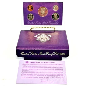 1990 U.S. Mint Proof 5 Coin Set (S Mint Mark, COA & Original Packaging) #16 - Picture 1 of 8