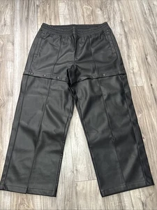 ADIDAS Leather Look Track Pant Trousers Shorts Plus Size Uk 20-22 Rrp £68 Black - Picture 1 of 17