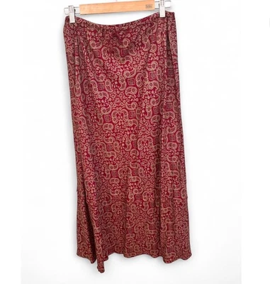 Maxi Falda Sundance Lana Seda Floral Paisley Borgoña Talla 10 Boho Años 90 Phoebe Foto 1 de 4