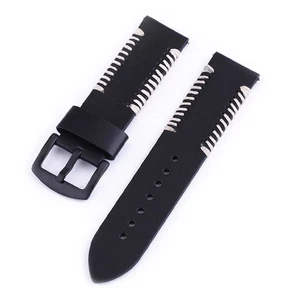 Cowhide Genuine Leather Wristwatch Band Watch Strap Parts Accessories Black 26mm - Picture 1 of 4
