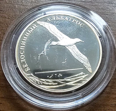 2010 Russia 2 Roubles Short-Tailed Albatross 1/2 Oz Silver Proof Coin - Image 1 of 2