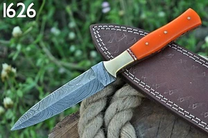 Handmade Damascus Steel Double-edged Hunting Throwing Dagger Knife Survival EDC - Picture 1 of 4