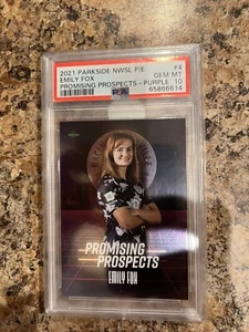 2021 Parkside NWSL P/E Emily Fox Promising Prospects viola PSA 10/500 - Foto 1 di 2