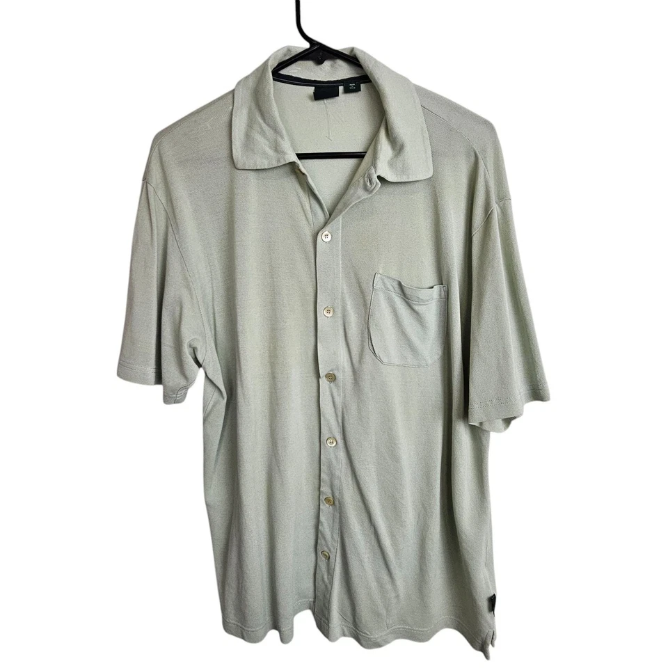 Boss Hugo Boss Shirt Men M Light Green Button Down Shirt Silk Shirt Men Golf  - Image 1 of 4