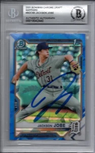 Jackson Jobe 2021 Bowman Chrome Draft Sapphire Auto Signed Rookie Card Beckett - Picture 1 of 2