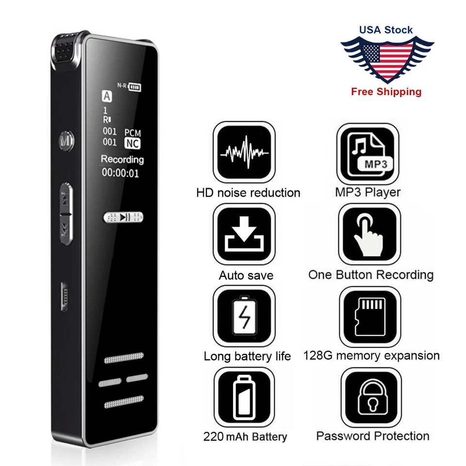 Voice Activated Mini Spy Digital Sound Audio Recorder Dictaphone MP3 Player US - Image 1 of 4
