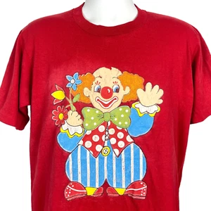 Clown Cute Happy Mens Vintage T-Shirt Red size Large 42x29 Creepy Jerzees USA - Picture 1 of 5