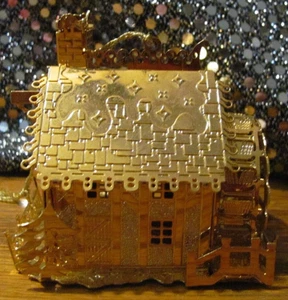 Danbury Mint Gold Plated Christmas 1997 House and Watermill Ornament - Picture 1 of 11