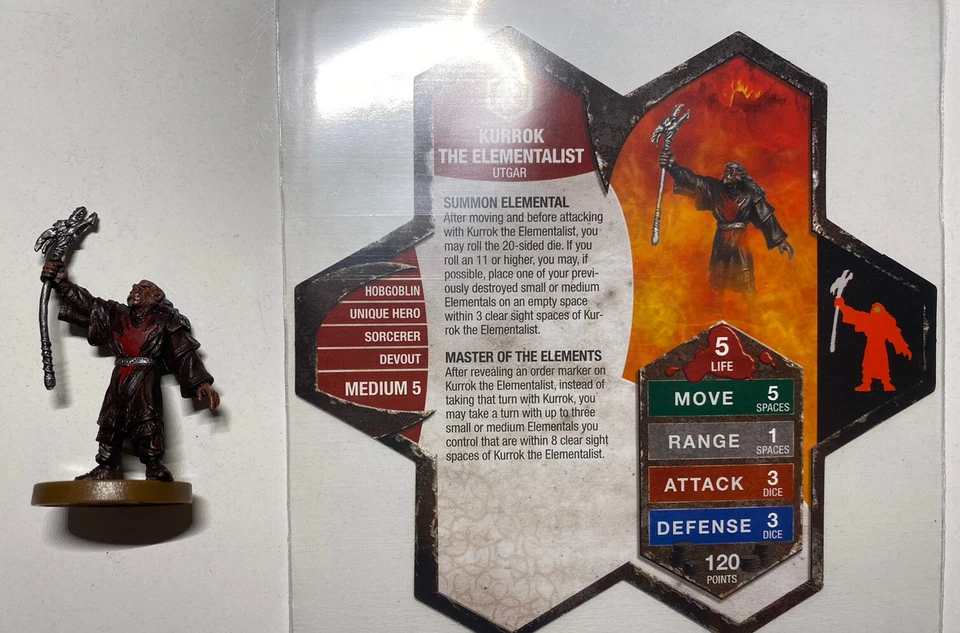 Heroscape Kurrok the Elementalist Utgar Hero D&D Pathfinder Unique Hero - Bild 1 von 1