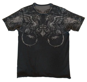 Affliction T-Shirt MALICIOUS  XL NWT Reversible Griffins Rosary Wings Black - Picture 1 of 4