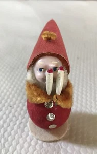 Vintage Navidad Putz Rojo Hilado Algodón Elfo Gnomo Chenilla Japón 3" Adorno Mica - Imagen 1 de 6