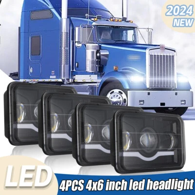 4X6" LED Headlights For Freightliner FLD120 1988-2011 FLD112 1991-06 H4656 4651 - Image 1 of 4