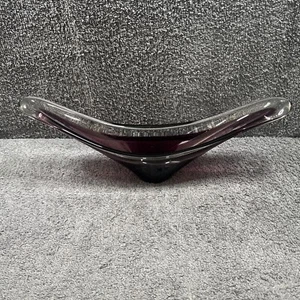 Adorno/jarrón de vidrio con forma de barco estilo Murano vintage 13,5" amatista oscura - Imagen 1 de 10