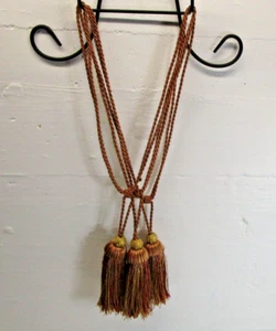 Set Of 3 Drapery Tassel Curtain Tieback Gold With Red Home Decor 19" Long - Picture 1 of 4