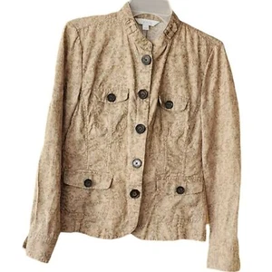 Relativity Women's Small Tan Floral 100% Linen Jacket - Picture 1 of 6