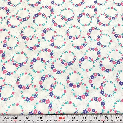 Flower Sacks by Me & My Sister Moda Floral White Cotton Fabric Remnant 17" x 44" - Image 1 of 2