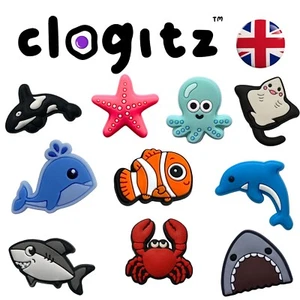 Sealife 🐳🐙🐬🦀🦈 Shark Dolphin Octopus Shoe Charms for Crocs CLOGITZ UK 🇬🇧 - Picture 1 of 13