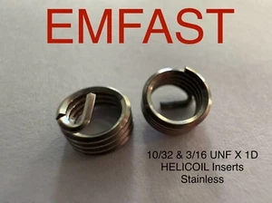 10/32 3/16 x 1D genuine helicoil insert wire thread repair UNF 1 stainless steel - Picture 1 of 3