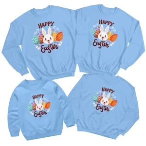 Family Bunny Happy Easter Sweatshirt Jumper Festival Holiday Matching Outfit1#ED - Picture 1 of 27