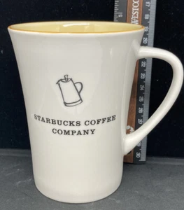 Taza de cerámica de café Starbucks blanca con interior amarillo 12 oz 2006 - Imagen 1 de 8