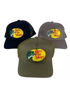 Bass Pro Shops Trucker Hat Lot of 3 Green Gray Navy - Picture 1 of 13