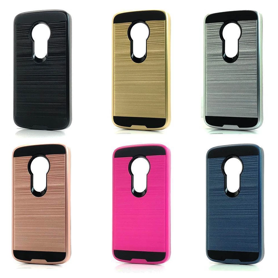 FUNDA DELGADA ARMADURA HÍBRIDA ACABADO CEPILLADO PARA MOTOROLA MOTO G6 PLAY Foto 1 de 1