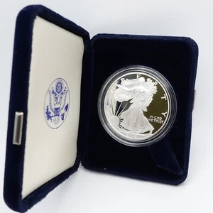 2002 W U.S Mint American Eagle Silver Proof Dollar Coin with Velvet Case - Picture 1 of 10