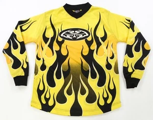 Rare Vintage MTX Motocross Flames Pattern Motocross Jersey 2000s Yellow Youth M - Picture 1 of 12