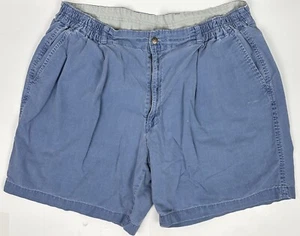 Vintage 90s Easy Shorts 40 Faded Blue Elastic Waist Pleated Beach Nautical Dad - Picture 1 of 11