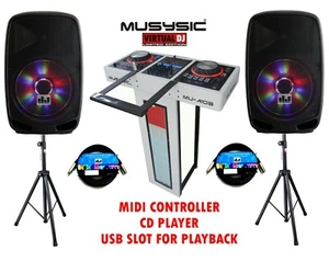 Complete Professional DJ System 4000W MIDI Controller CD USB Active 15" Speakers - Picture 1 of 9