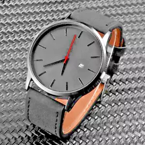 Orologio da uomo nero su nero con cinturino in pelle nera lunetta 45 mm W010 - Foto 1 di 7